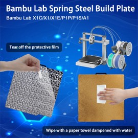 Build Plate for Bambu Lab P1S/X1C/X1/X1E/P1P/A1: TinytreesSmooth PEI H1H Carbon PET PEO PEY Sheet Bed Plate P1S Build Plate for 3D Printing Hobbyist, 257 X 257mm (Smooth PEO+Textured PEI)