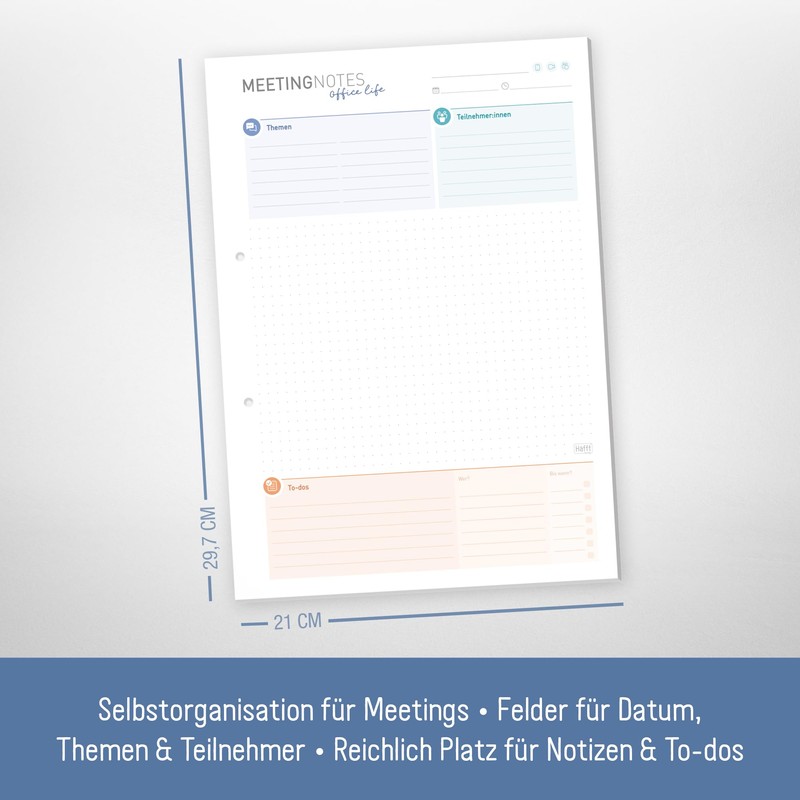 Häfft Meeting-Notes Pad A4 with 50 Sheets & Perforation for