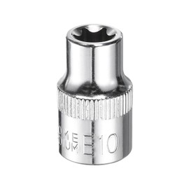 sourcing map E-Torx Socket 3/8" Drive E10 Star Female Socket 1.1" Length External Torx Deep Sleeve CR-V Chrome Plating 6 Point Spline Sleeve for Auto Repairs Home Maintenance