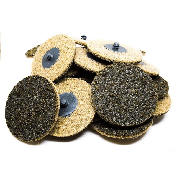 Benchmark Abrasives 3" Quick Change Nylon Surface Conditioning Discs for Sanding Polishing Paint Removal with Male R-Type Backing, Use with Die Grinder - (25 Pack)(Coarse)