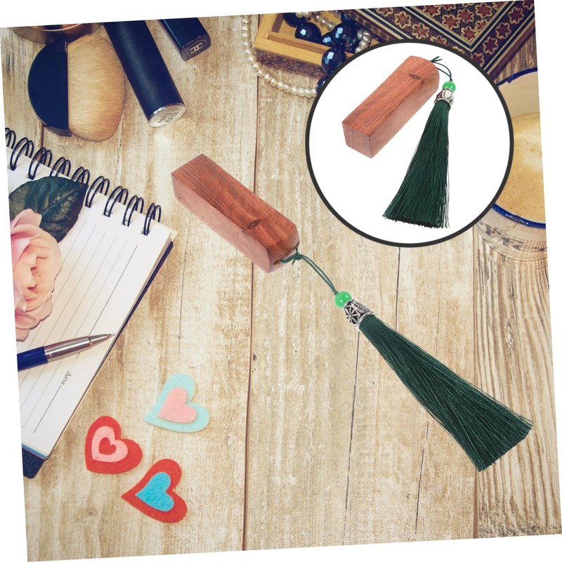 jojofuny Chinese Seal Wood Stamp Name Seal Tassel Sandalwood Calligraphy