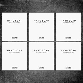 MaisoNovo Waterproof Labels for Plastic Bottles and Amber Glass Soap Dispenser 3.0"x3.4" Margaux Collection Peel & Stick Hand Soap Pack - 6 Pieces