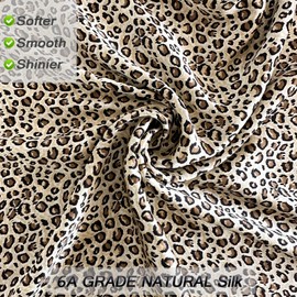Leopard Print Mulberry Silk Pillowcase Standard Size with Zipper,Both Sides Pure Silk Flower Pillow Cases for Hair and Skin,Health and Soft,1pc(20"x26",Cheetah Print)