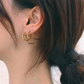 Gold&Deer 14K Goldfield Daily One-Touch Ring Earrings s (15mm) White Gold / 골드앤디어 14K 골드필드 데일리 원터치 링 귀걸이 s (15mm)  화이트골드 ( White Gold )