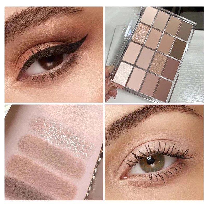 16 Color Nude Eyeshadow Palette for Women - Long-lasting, Pigmented,