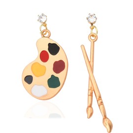 Art Palette Brush Earrings for Painters Artists Christmas Birthday Gifts for Art Teachers Students Graduation Gift for Artist Painter Color Palette Paintbrush Earring for Art Lovers
