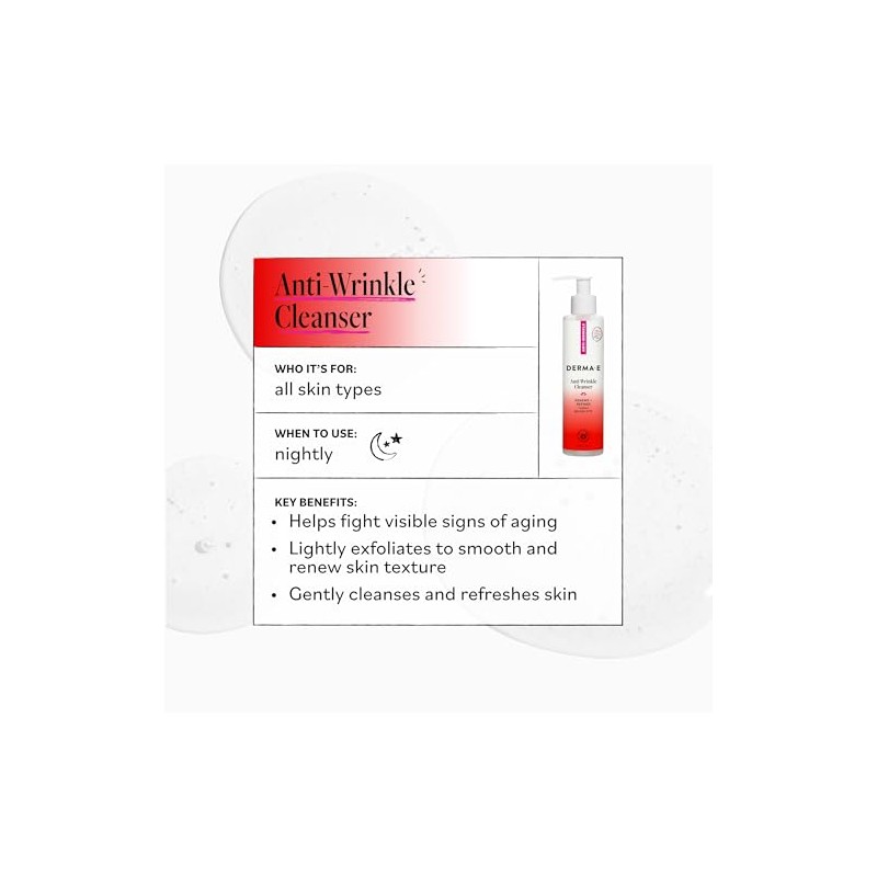 derma e Anti-Wrinkle Vitamin A Glycolic Cleanser, 6 Fluid Ounce