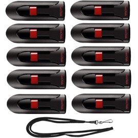 SanDisk 32GB (10 Pack) Cruzer Glide USB 2.0 Flash Drive SDCZ60-032G-B35 Bundle with (5) GoRAM Black Lanyards (32GB, 10 Pack)