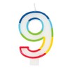 Number 9 Rainbow-Bordered Party Candle - 5.9" | White |