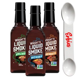 Wright's Liquid Smoke - Hickory, Applewood, and Mesquite Flavors - Highly Concentrated Liquid Smoke Flavoring for Cooking - Gluten-Free and Non-GMO Project Verified - With Bonus Measuring Spoon