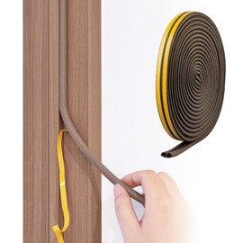 Como Life Draft Prevention Tape for Doors (16.6 ft (5 m) Draft Prevention Tape Gap Tape Brown Door Gap Door Gap Door Cold Cold Protection Noise Reduction Airtightness UP Width Adjustable, Cut,