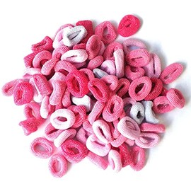 100 Super Soft Hair Ponios, Girls Hair Accessories, Ponytail Holders, Pig Tails, Fine Hair Accessories with storage bag (Pink Mixed)