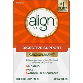 Align Probiotic Digestive Support, IBS Symptom Relief: Gas, Abdominal Discomfort, Bloating, Helps Healthy Intestinal Flora for Women & Men, 42 Capsules