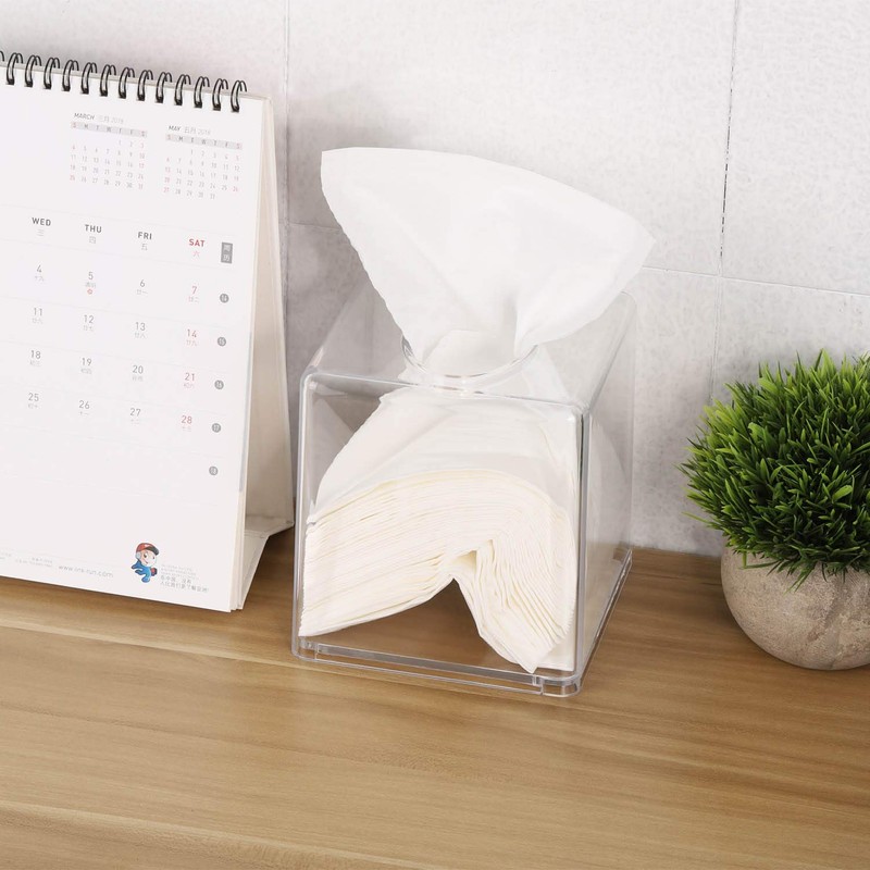 Acrylic Tissue Dispenser Box Cover Holder Clear Square Napkin Organizer