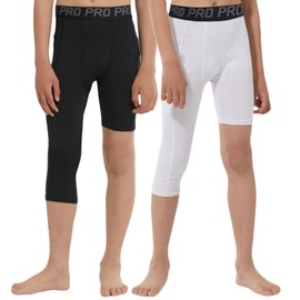 LANBAOSI - Mallas de compresión para niños con una pierna, Negro+Blanco (Largo derecho), Small