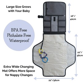 Suessie Portable Nappy Changing Mat - Waterproof Baby Change Pad for Travel (Black and White Stripe)