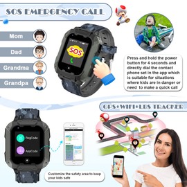 LiveGo 4G Kinder-Smartwatch mit GPS-Tracker und Anrufen, HD-Touchscreen, Kinder-Handyuhr, kombiniert SMS, Videoanruf, SOS, Schrittzähler, 4G-Smartwatch für Kinder, Jungen, Mädchen, 6–12 (t28 schwarz)