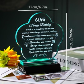60th Birthday Gifts for Women Men with Light Base - Gifts for 60 Year Old Women Mom Friends Sisters Wife - Happy 60th Birthday Gift Ideas Table Home Decor