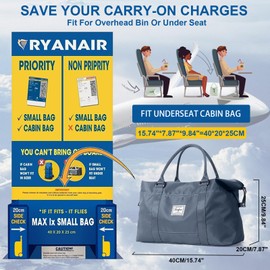 Ryanair & Easyjet Women's Travel Bag, Hand Luggage Bag, Weekender Bag, Swimming Bag, Waterproof Travel Duffle Bag, Fitness Bag, Training Bag for Travel, Gym, A2 brown, A2-Brown