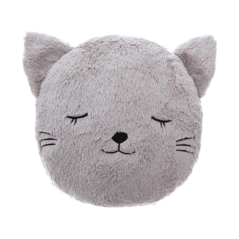 Atmosphera Children's Cushion Cat Faux Fur Diameter 28 cm Grey