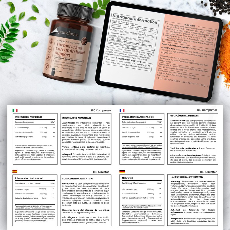 Turmeric Curcumin - 1100mg x 360 tablets (2 bottles of
