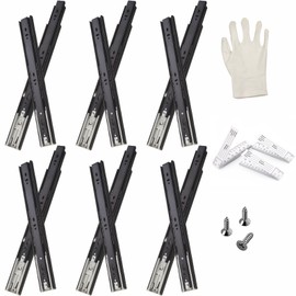 Black Soft Close Drawer Slides,10"-24"-6 Pairs Soft Close Drawer Slides, Smooth and Quiet 110lbs Capacity Full Extension Side Mount Ball Bearing (6, 10-Inch (250mm))