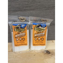 Gorilla Glue 2 Pack Gorilla Mini High Strength Hot Glue Sticks 30 pc Each 4” New