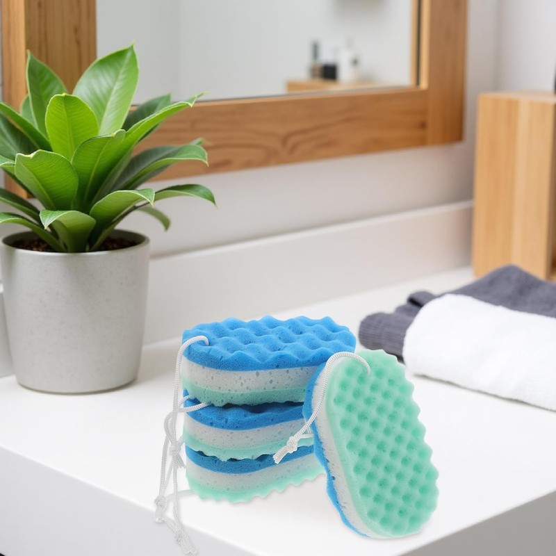 Esponja de Baño Exfoliante Azul LIFKOME de 4 Piezas con