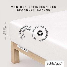 Schlafgut Premium Fitted Sheet 90 x 190 cm to 100 x 220 cm Full White Fitted Sheet Made of Soft Organic Cotton