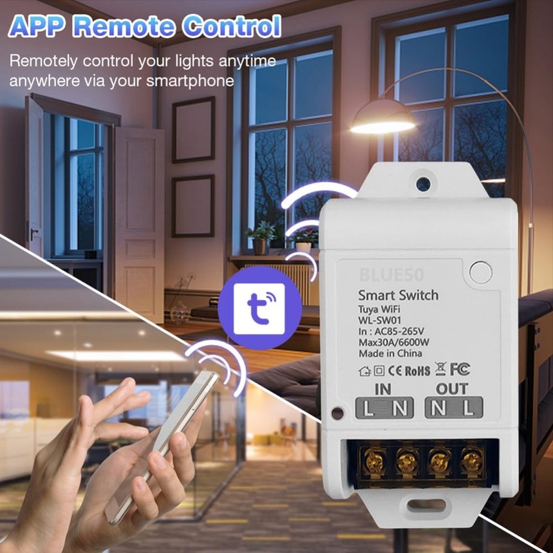 Aswalling WiFi Smart Switch 30A High Power App Remote Home