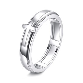 VONALA Faith Cross Fidget Rings for Anxiety 925 Sterling Silver Religious Jewelry for Women