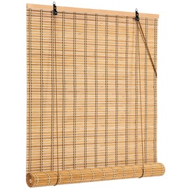 IMSGVIFO 24x48 Inch Bamboo Blinds for Interior Windows, Easy to Install Bamboo Shades for Indoor Windows, Light-Filtering & Privacy Protection Roll Up Shades for Indoor Outdoor Patio, Carbonized