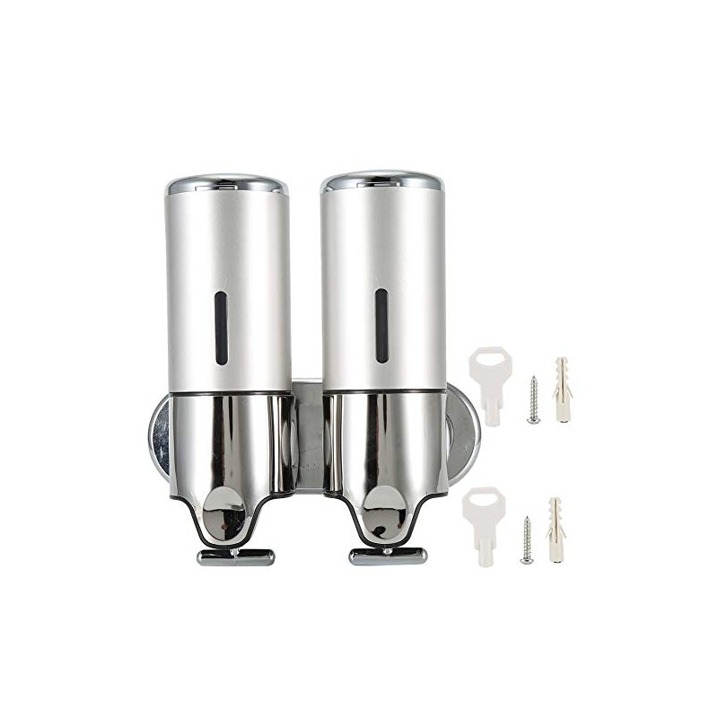 Oumefar Dispensador de Jabón líquido baño Pared Doble 500ml, Plástico
