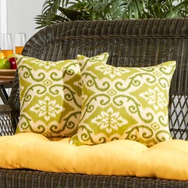 South Pine Porch Outdoor 17-inch Square Accent Pillow, Set of 2, Shoreham Ikat 2 Count