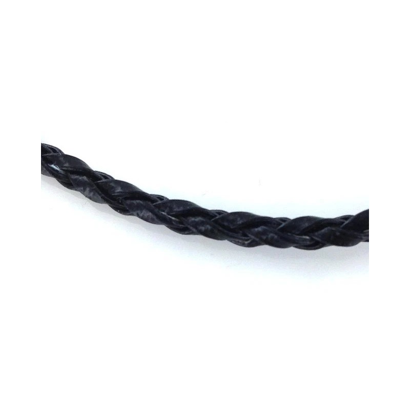 Silverline Twisted Braided Rope Black Leather Cord 19 Inch Chain