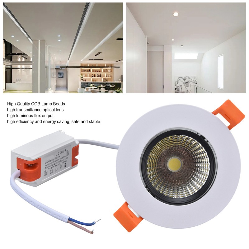 LED Downlight 7W 630lm Adjustable Dimmable Recessed COB Ceiling Light
