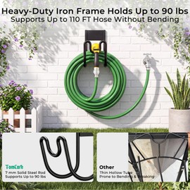 TomCare 2 Pack Garden Hose Holder Wall Mount, Water Hose Hanger for 110FT