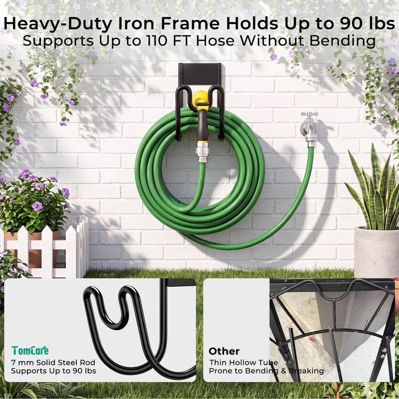 TomCare 2 Pack Garden Hose Holder Wall Mount, Water Hose