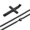 Jilukibo Black Stainless Steel Christian Religious Cross Pendant Necklace with
