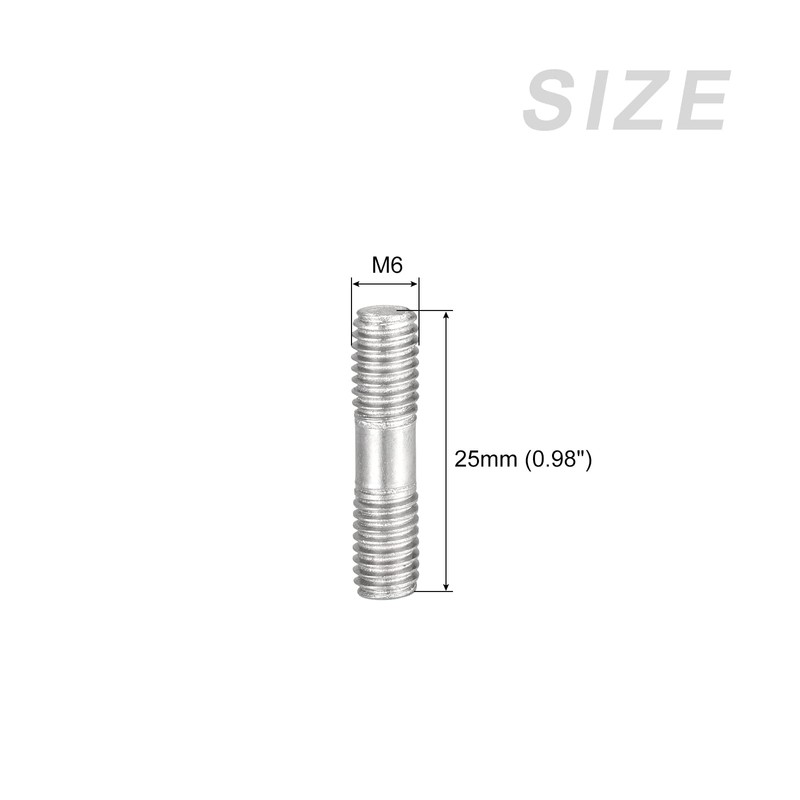 METALLIXITY 20pcs Stud Screws Double Threaded Rod Bolts M6 Screws