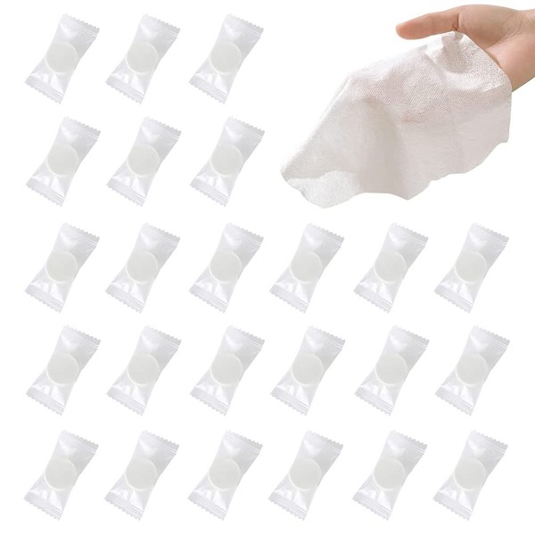 100PCS Compressed Towel Portable Non-Woven Disposable Hand Wipes Washing Face Towel Napkin Paper Tablets with Separate Package for Beauty Salon Travel Outdoor