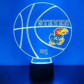 Mirror Magic Store University of Kansas Jayhawks Basketball LED Lamp/Night Light for Sports Fans - Personalize for Free