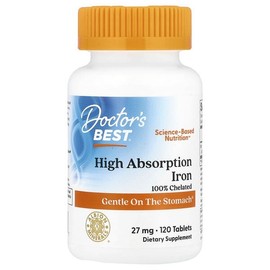 Doctor's Best, High Absorption Iron Supplement, Contains Ferrochel, 27mg, 120 Tablets / Doctor's Best (닥터스베스트), 고흡수율 철분 보충제, Ferrochel 함유, 27mg, 120정