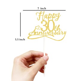 veegood - Decoraciones para tartas de 30 aniversario, decoración de 30 aniversario de boda, decoración para tartas de 30 aniversario, decoraciones para fiestas de 30 aniversario, decoraciones de 30 años de aniversario (purpurina dorada de doble cara) 30