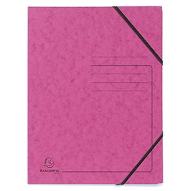 Exacompta 555420E Pack of 5, Premium Corner Folder Made in Germany Made of Extra Strong Colorspan Cardboard DIN A4 with 2 Elastic Bands, Document Folder, Ideal for the Office and School, Pink