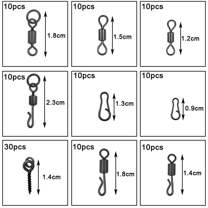 Carp Fishing Tackle Box Kit, 320Pcs/Box Carp Accessories Including Swivels