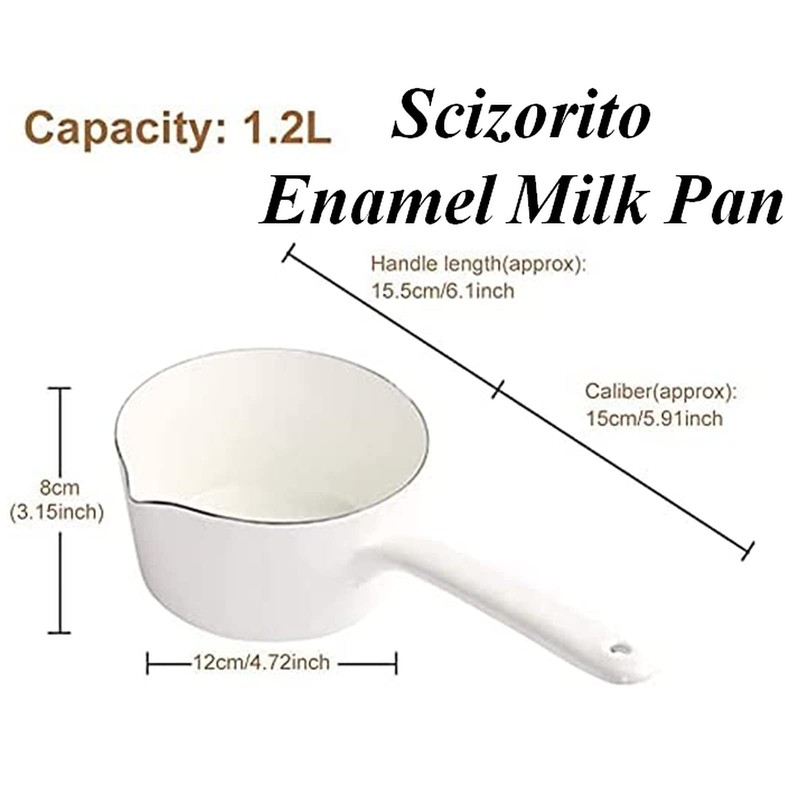 Scizorito 1.2L Enamel Milk Pan, Nonstick Milk Pot with Pour