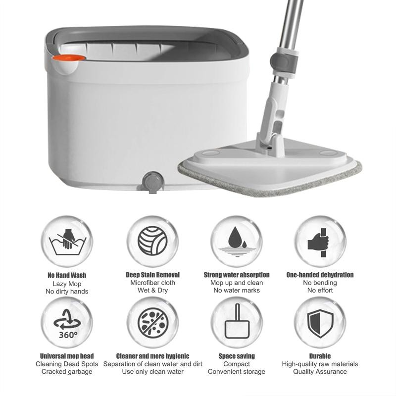 KZKR Spin Mop and Bucket System with Dual Compartment Mop