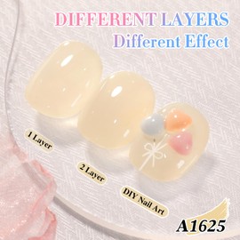 Double Rhythm 0.50 OZ Translucent Gel Polish Same Color Same Bottle Sheer Pastel Neutral Natural Milky 15 ML Jelly UV Nail Art DIY at Home (Yellow-A1625)