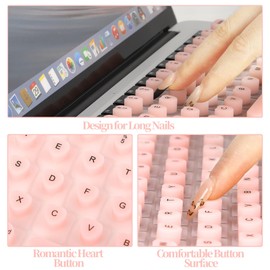 Keyboard Cover for Long Nails, Silicone Keyboard Cover Protector for Nail Art, 3D Keyboard Protective Film, Comfortable Typing for Long Nails, Compatible with MacBook Pro13 2020-2023, US ANSI(Pink)